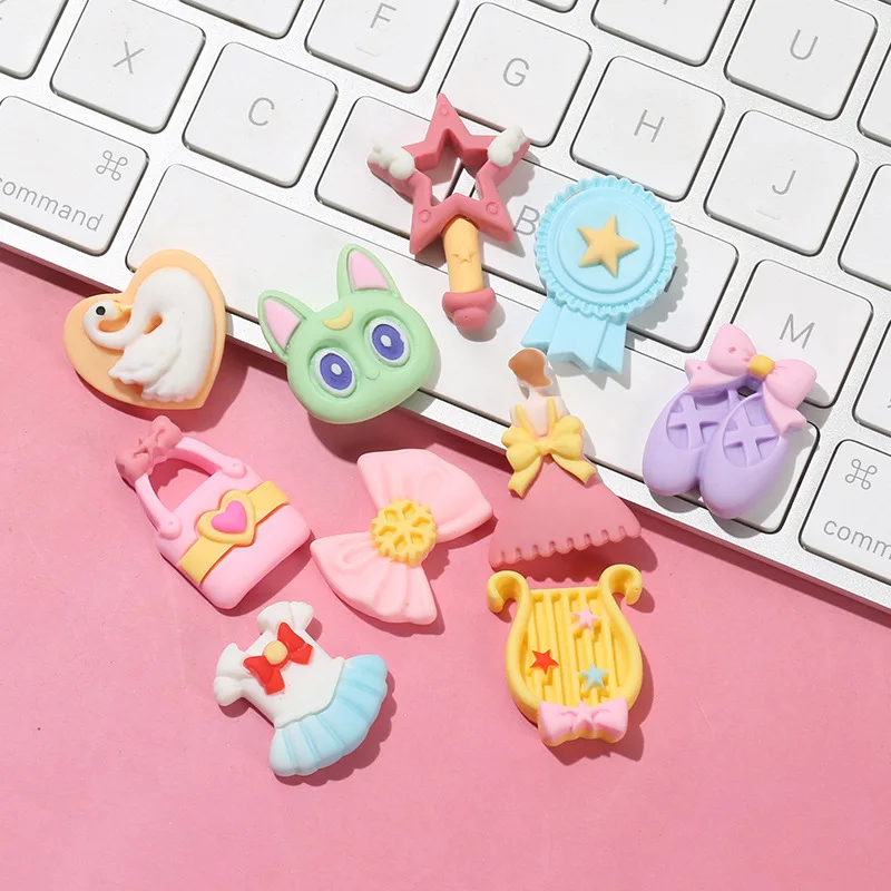 20pcs New Resin Cabochons Flatback Cute Cartoon Animals Resins Embellishments for Girls Headwear Accessories Handmade Crafts