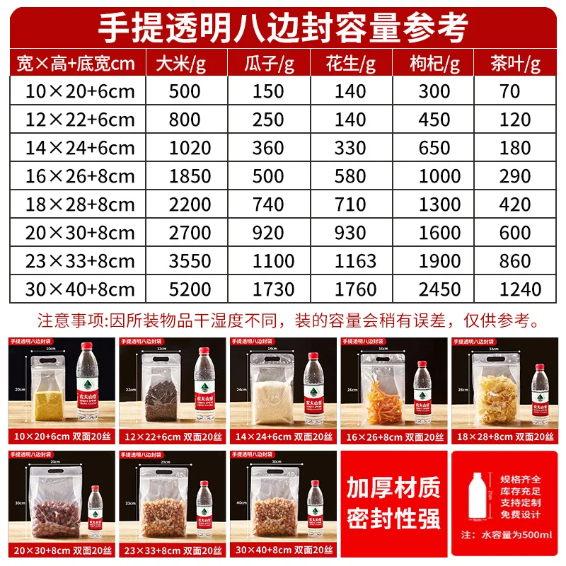 custom. [2380 Reviews] Thickened Eight-Side Sealing Bags Plastic Packaging Self-Sealing Bags Transparent Packing Material Storag