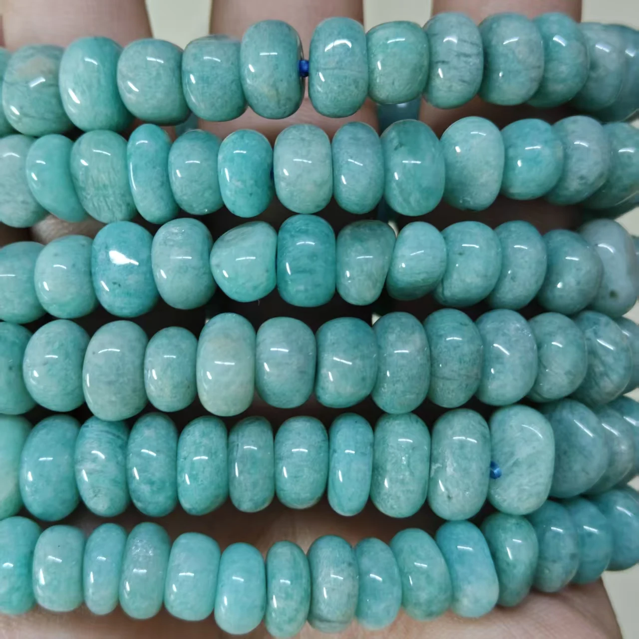 Xingyu Natürliche Amazonit Unregelmäßige Facettierte Rondelle Glatte Runde Lose Perlen für Schmuck Armband Handgefertigter Schmuck – Detail 7