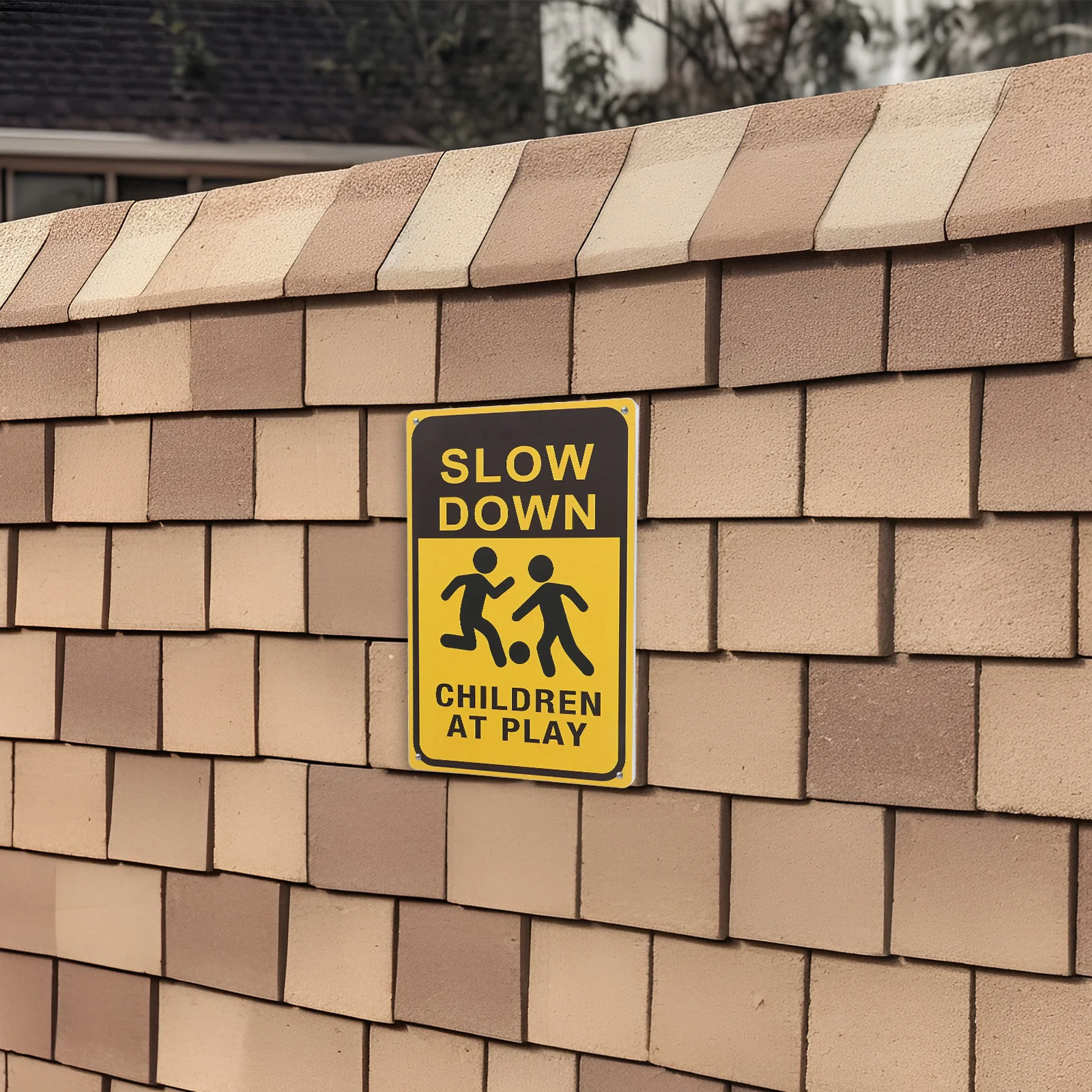 

2pcs Children Playing Safety Metal Reflective Warning Street Sign For Neighborhood Yard Lawn Slow Down Traffic