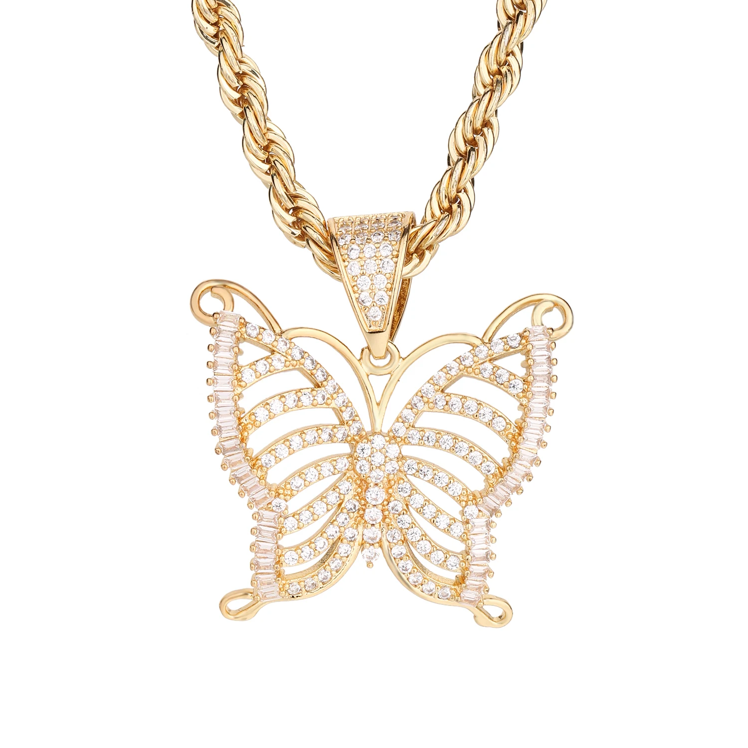 

High Quality 14k Gold Plated Zirconia Pendants Animal Necklace Pendant Butterfly Pendants