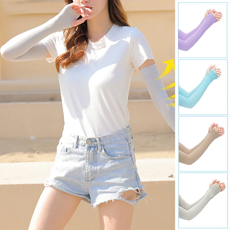 Uv Blocking Arm Cover Long Arm Sleeves Woman Sun Protection Sleeves Summer Cool Muff Outdoor Sunscreen Cycling Sleeve Mangas