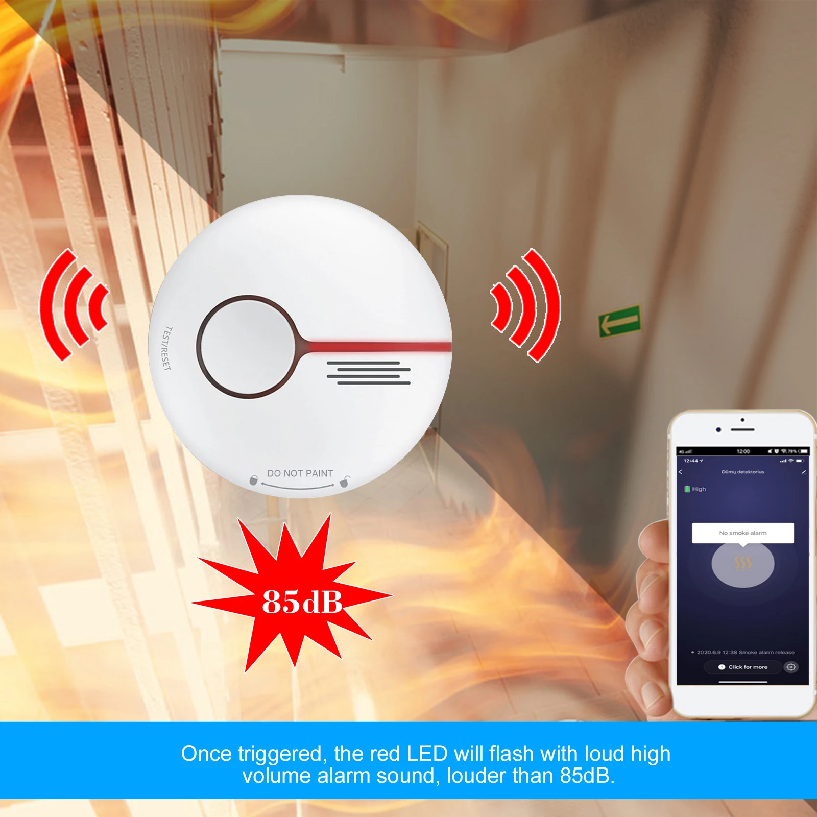 Wifi Smoke Detector Smart Fire Alarm Sensor Wireless Security System Smart Life Tuya APP Control Smart Home For Home Kitchen