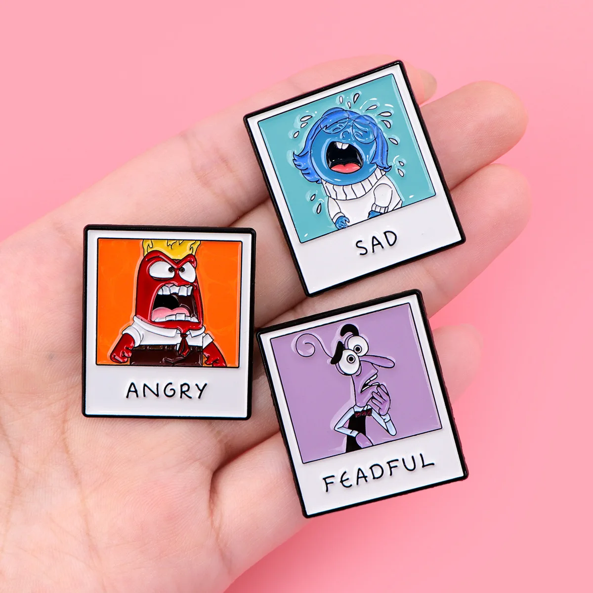 Disney Creative Inside Out Figure Metal Enamel Pins for Backpack Joyous Sad Angry Brooch Lapel Badges Accessories Gifts for Fans