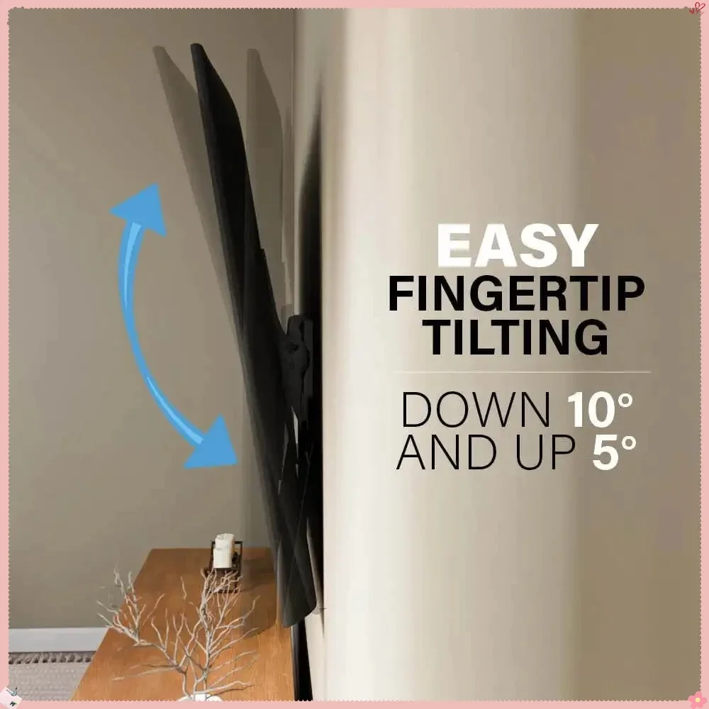 Dudukan TV Dinding yang Dapat Dimiringkan untuk TV 42-90 Inci, Kemiringan yang Dapat Disesuaikan untuk Mengurangi Silau, Profil Rendah untuk Pemasangan di Dinding Rata