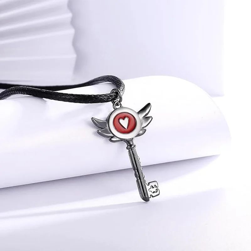 

1 Pc Exquisite Creative Angel Wings Key Love Fashion Leather Strap Brown Necklace Pendant Men Women Party Favors
