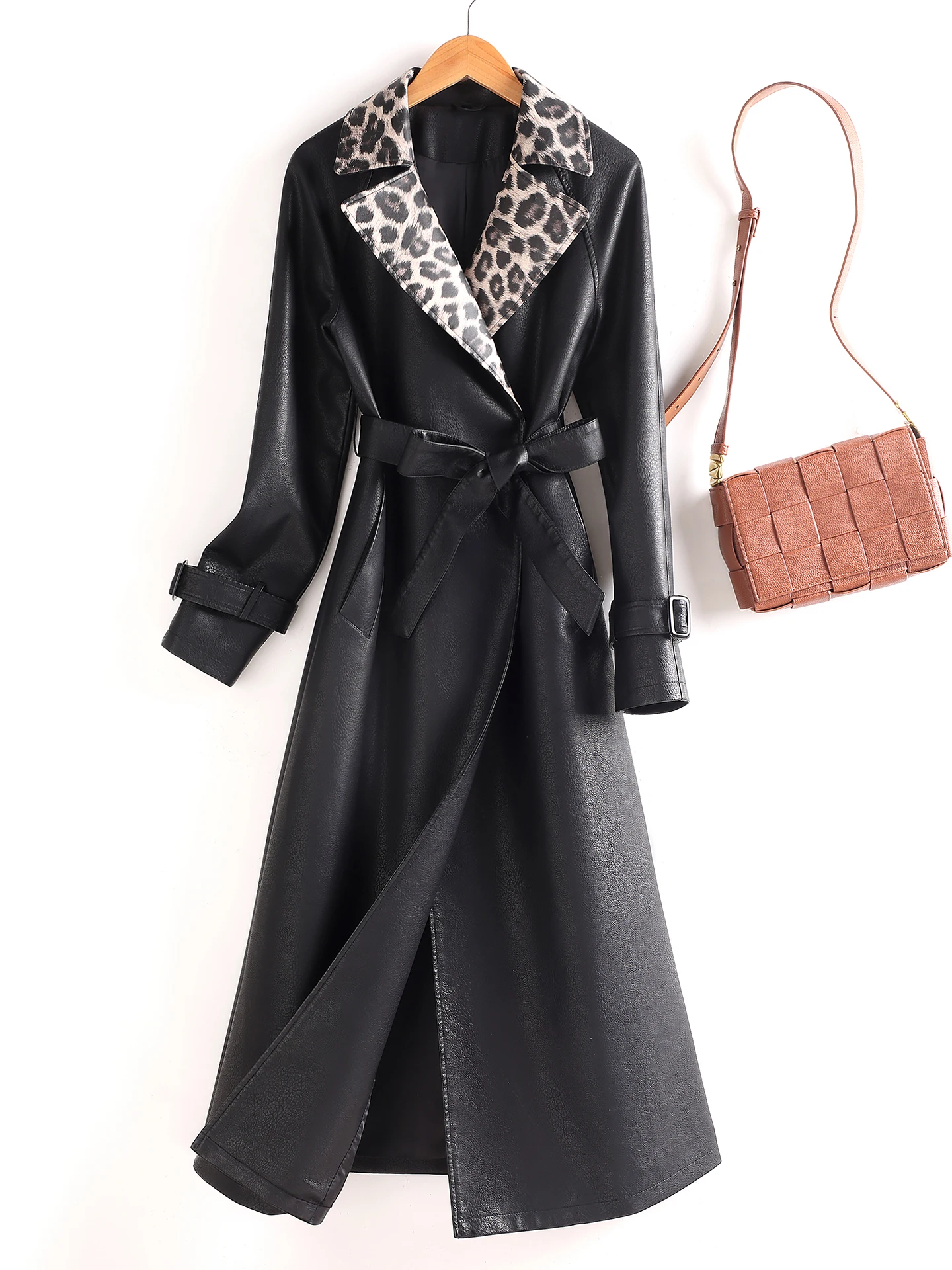 

Ning Genuine Leather Coat Women's Mid-Length Waist-Cinching Belted Autumn New Style Slimming Sheepskin Windbreaker Jacket