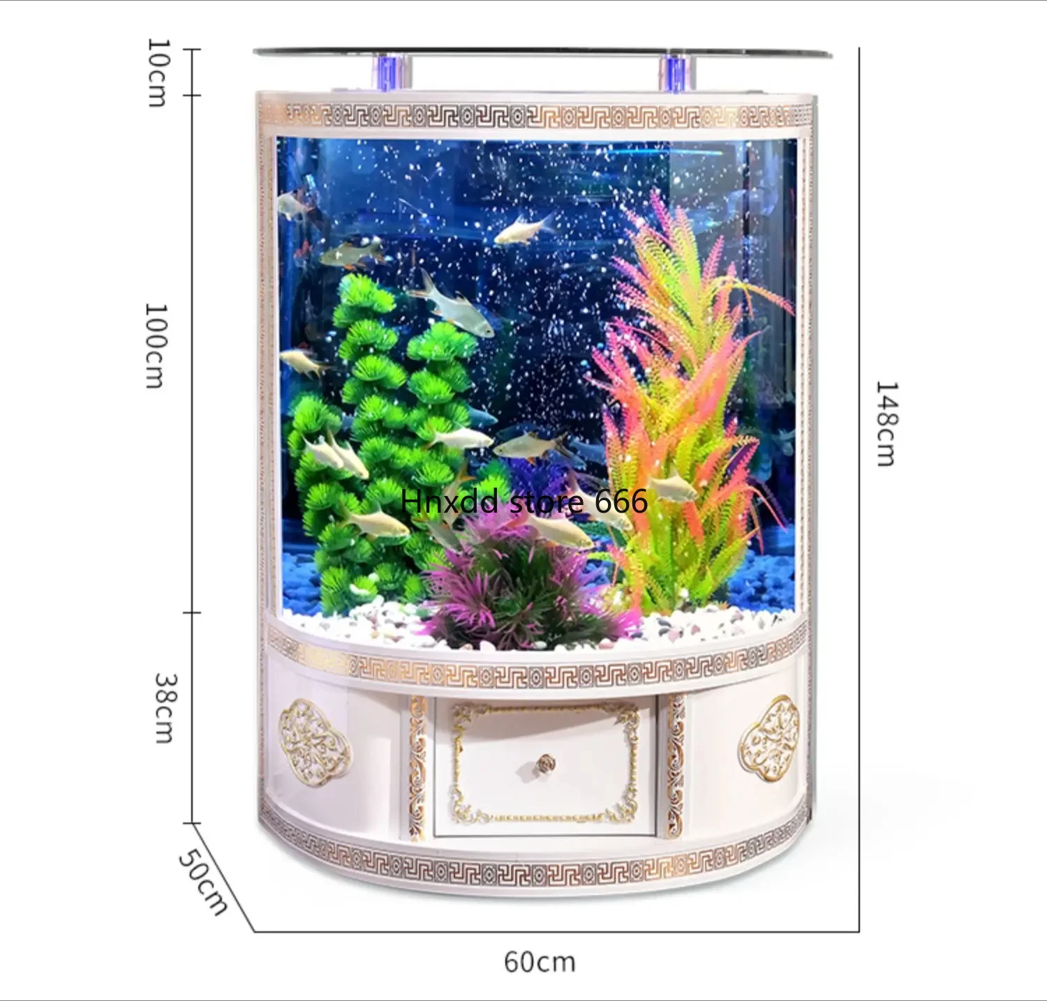 Living Room Small Change Water Floor Semicircle Glass Ecological Aquarium Cylindrical Fish Globe