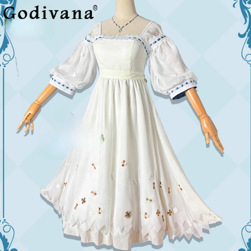 バックボウコスプレフルセットのドレス女性二次元ゲームアニメーションドレス女性半袖甘いパーティードレス