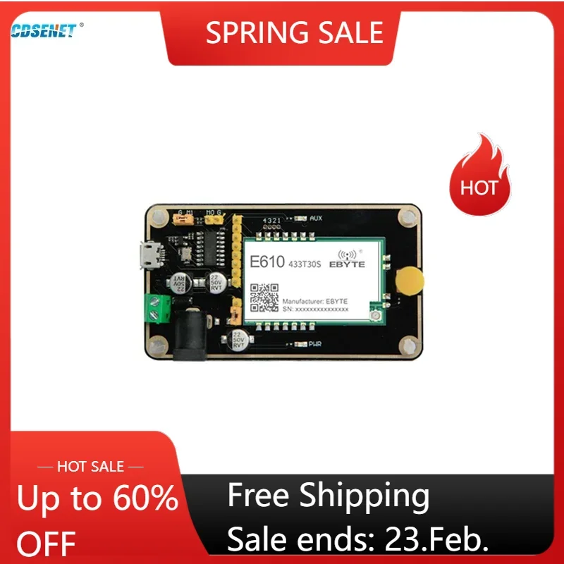 Test Board for 433MHz Data Transmission Wireless Module CDSENET E610-433TBH-01 30dbm Long Distance Modbus with Antenna USB Cable