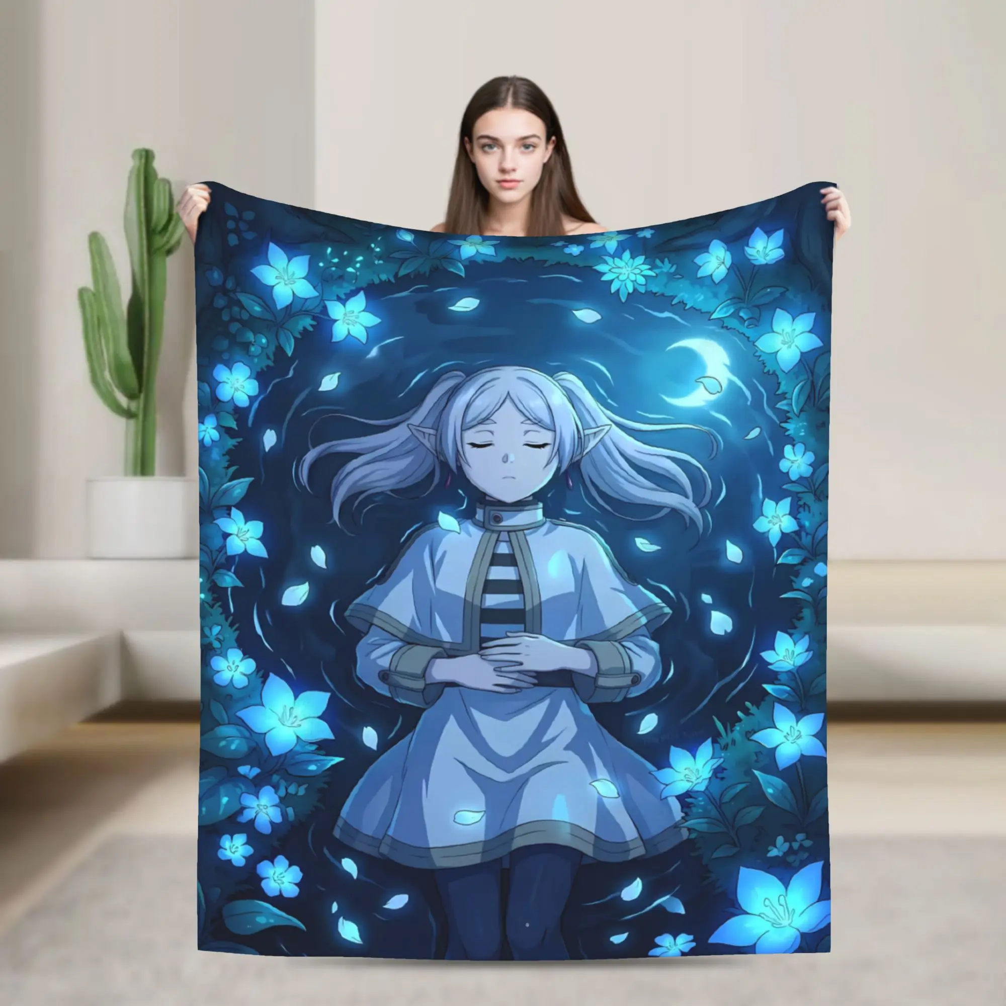 Frierens Beyonds Journeys End Fern Girl Anime Warm Soft Blankets Plush Bedding Throws Home Decor Flannel Bedspread Bed Cover