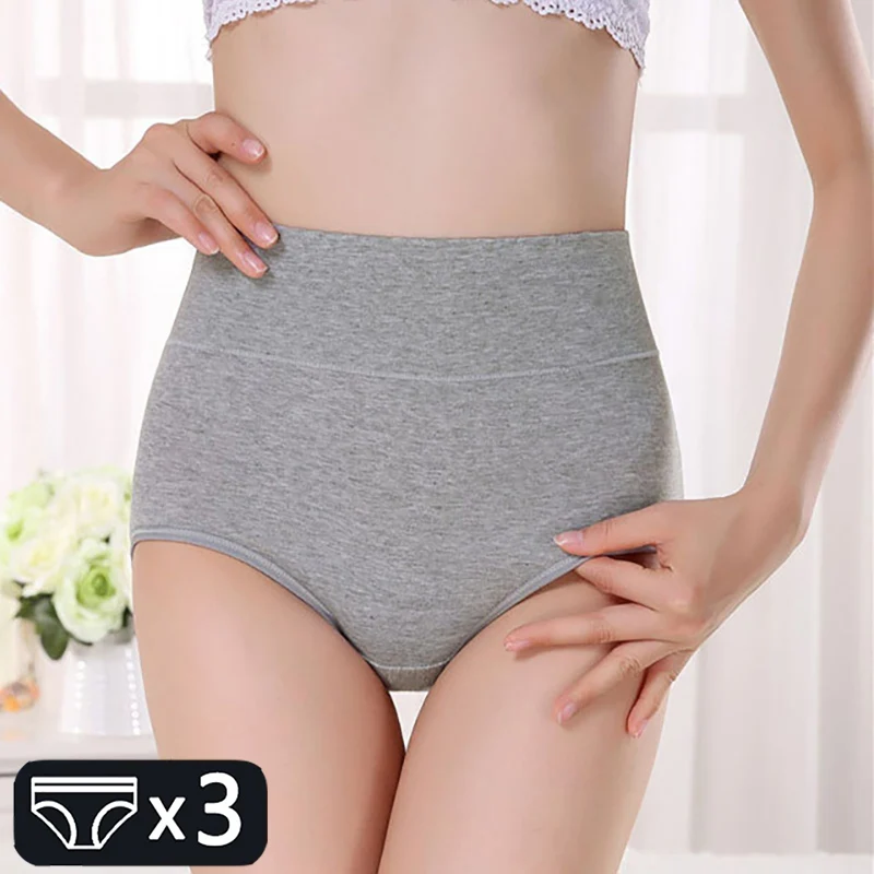 

M-4XL Cotton Underwear Women's Sexy Panties High Waist Brief Girls Plus Size Lingeries Solid Color Body Shaper Female Underpant