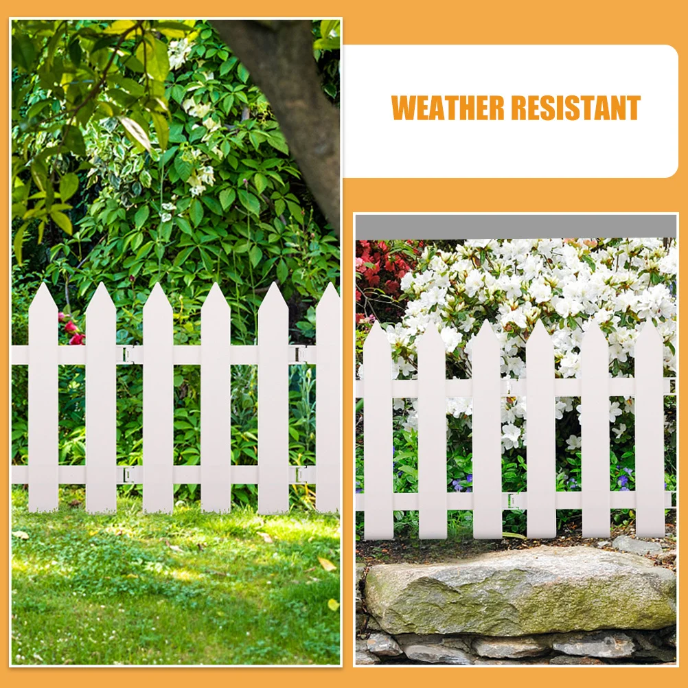 4세트 화이트 플라스틱 정원 울타리 패널 우아한 내후성 픽켓 꽃밭 잔디 경계 조경 길 마당 파티오용