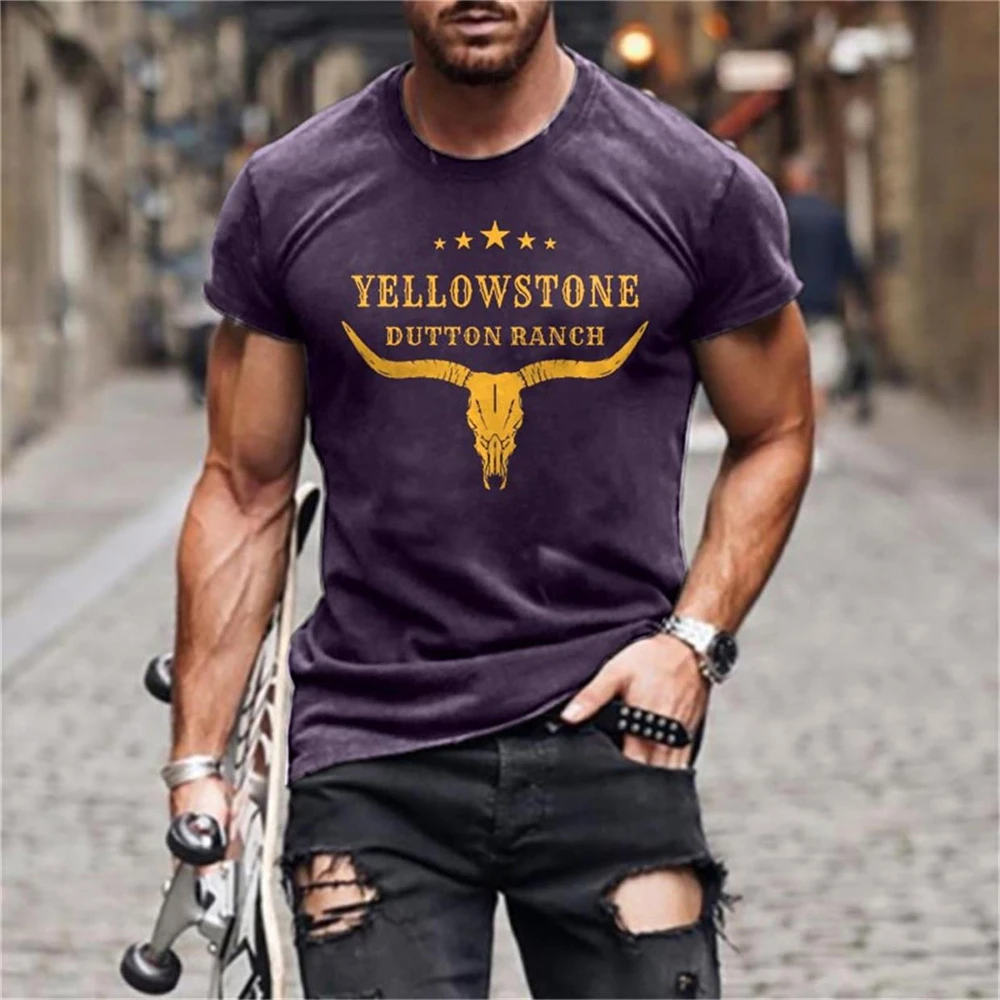 New Vintage Style Yellowstone National Park Print T-Shirts 3D Summer Men's Oversized Short Sleeve Tee Shirt Street Tops Clothing