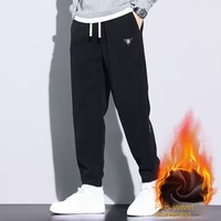 2025 autumn and winter new style with velvet corduroy men's pants, elastic waist sports pants, elastic and fashionable straight