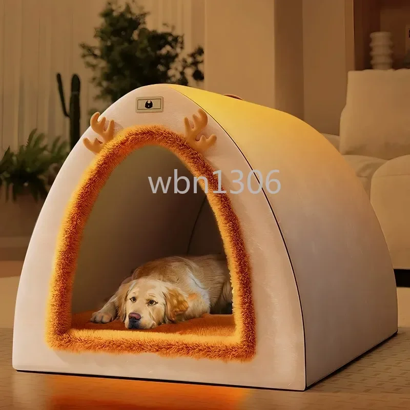 Kennel Autumn and Winter Warm Large Dog Winter House Removable and Washable Closed Bed House Villa Cat Nest Pet Tent