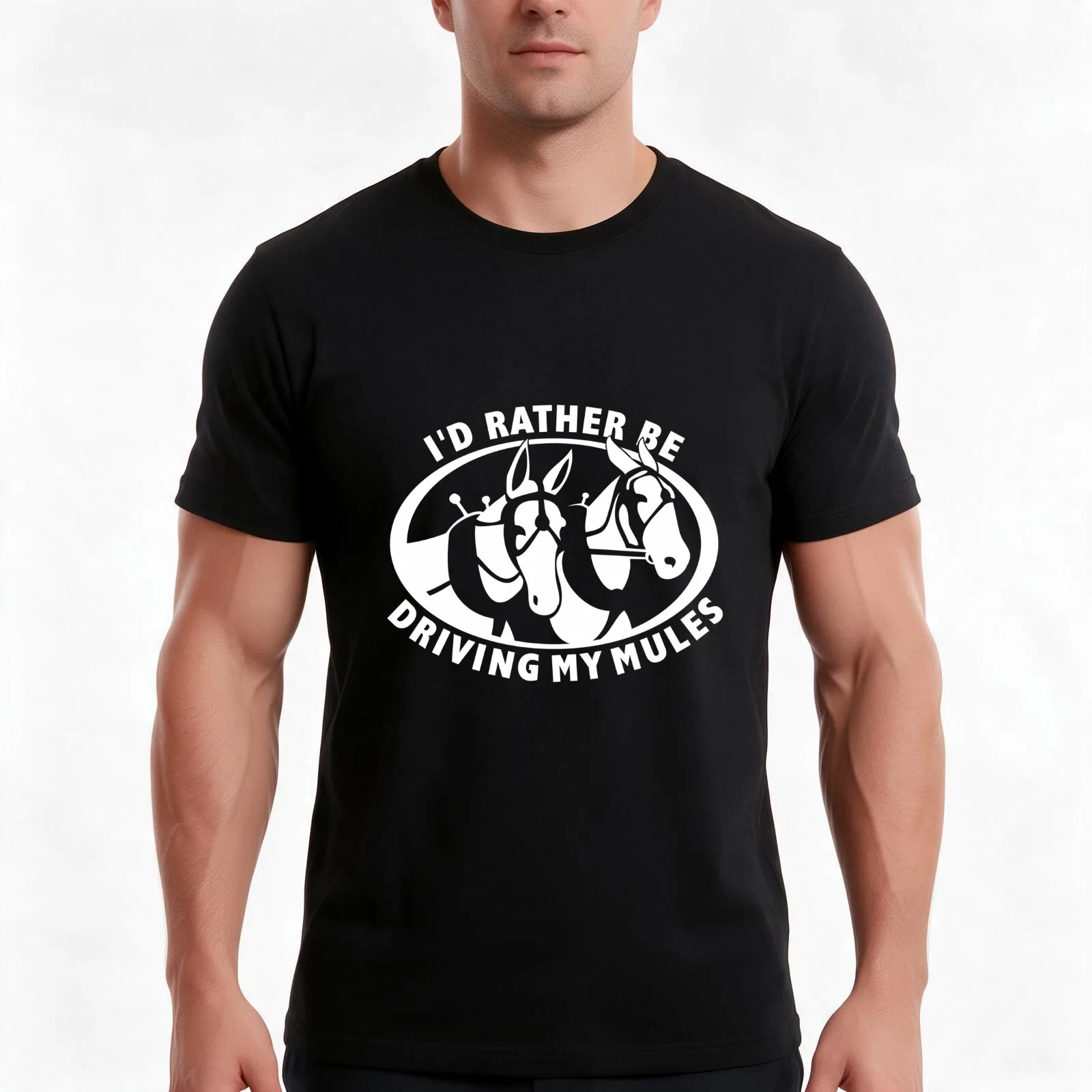 I'd Rather Be Driving My Mules Draft Mule NickerStickers? on Redbubble T-Shirt, Summer Casual Cotton Tee, Vintage Graphic Print