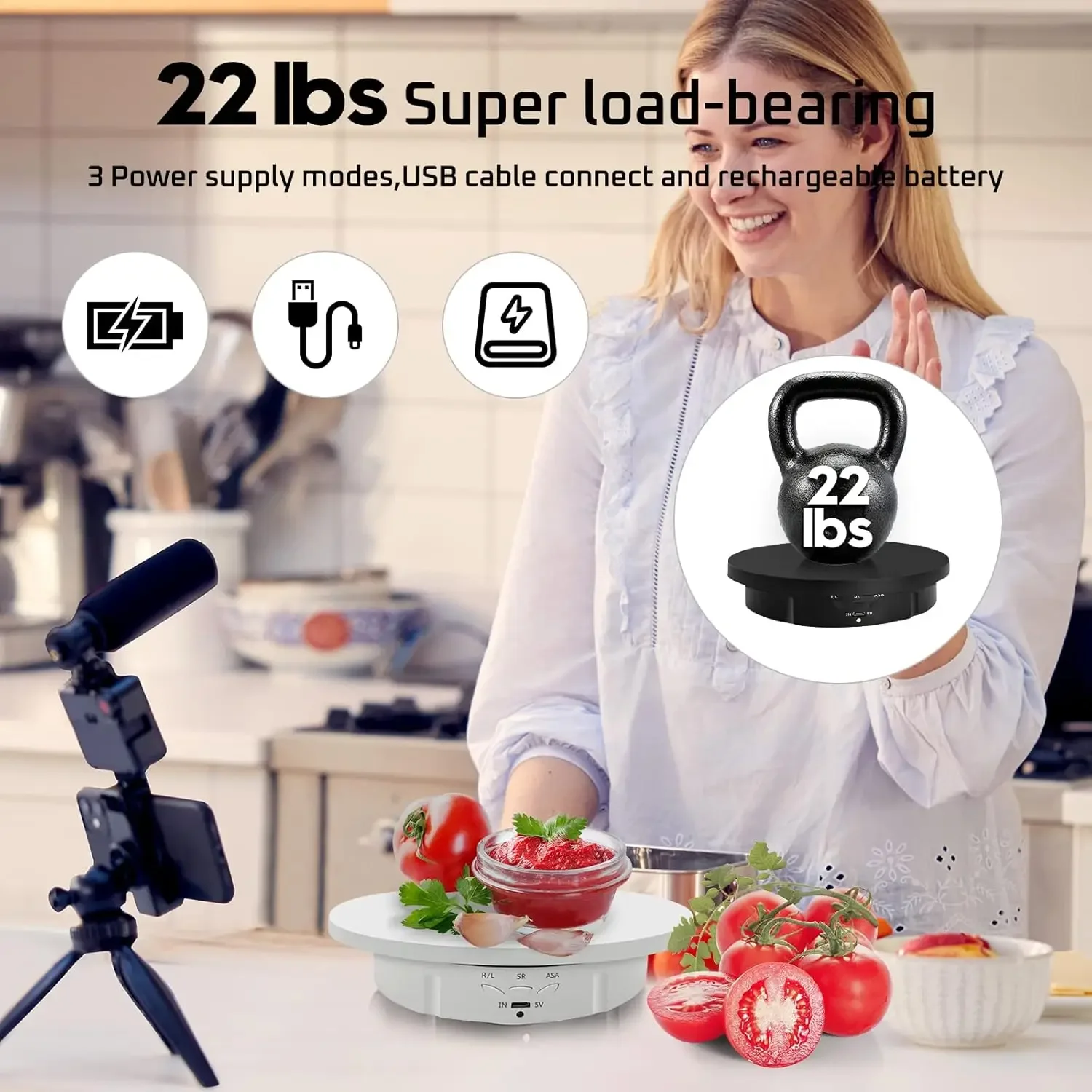 3 in1 Motorized Rotating Display Stand Replacement Cover 360 Electronic Turntable for Photography Products (Remote Controller) image 5