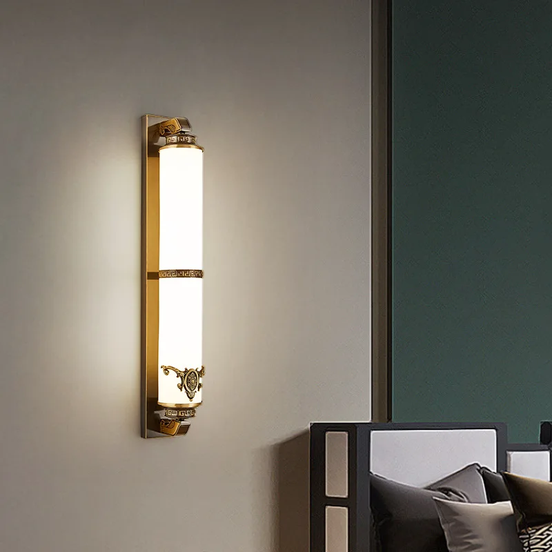 New Chinese style living room wall lamp TV background wall Bedroom bedside lamp Corridor Staircase Chinese style enamel color la