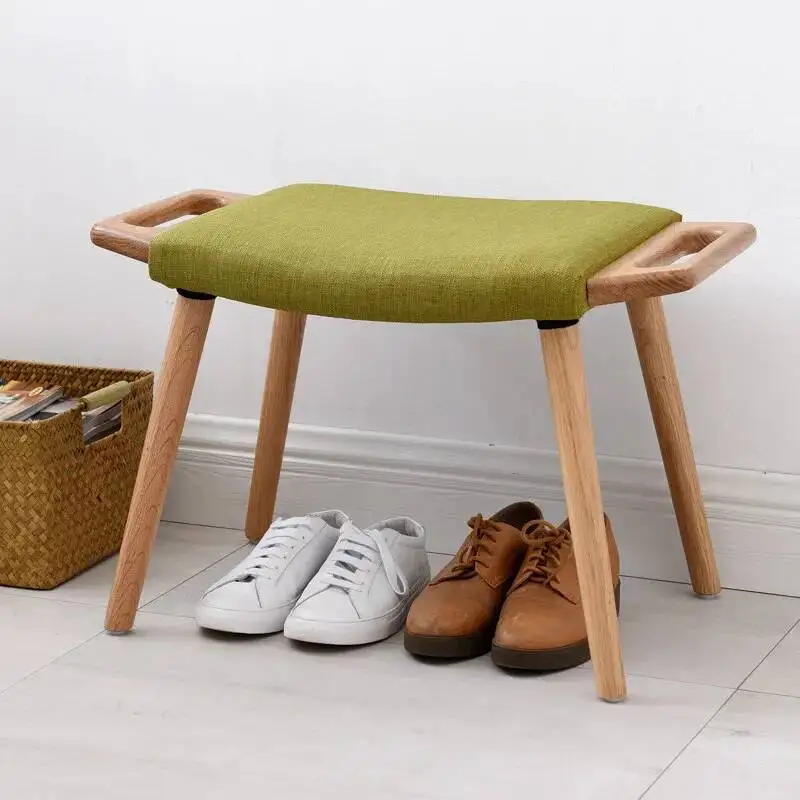 Relaxing Lazy Foot Stool Modern Minimalist Entryway Designer Makeup Pouf Wood Foot Stool Shoe Children Muebles Home Furniture