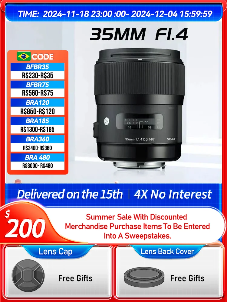 Sigma 35mm F1.4 DG HSM Art Full Frame Prime Wide Angle Digital SLR Camera Lens for Canon 5D IV Sony A7 III IV Nikon 35 1.4（Used）