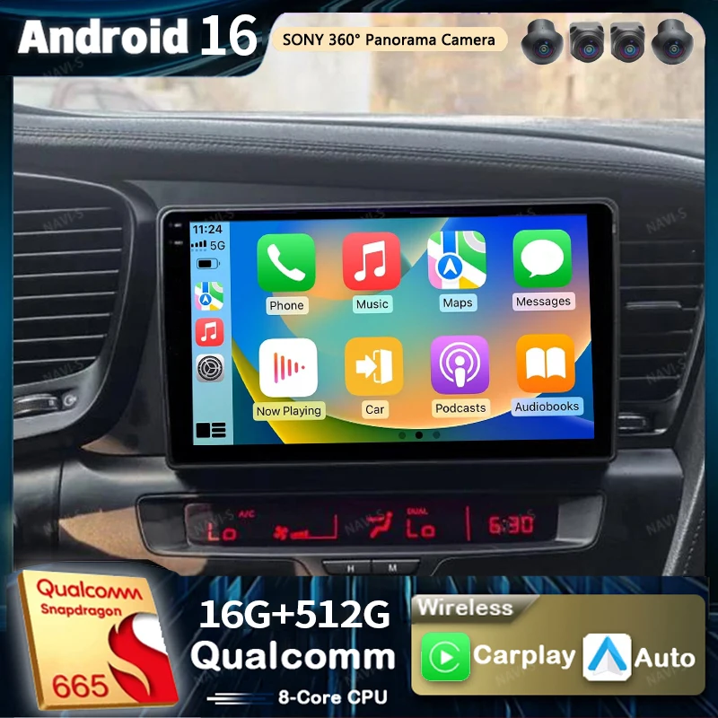 Radio Multimedia para Auto Android 16 para KIA K5 Optima 3 2011-2015 (Volante a la Derecha) 2K, Reproductor de Video, GPS, Voz AI, CarPlay, Auto 4G, Unidad Principal Estéreo