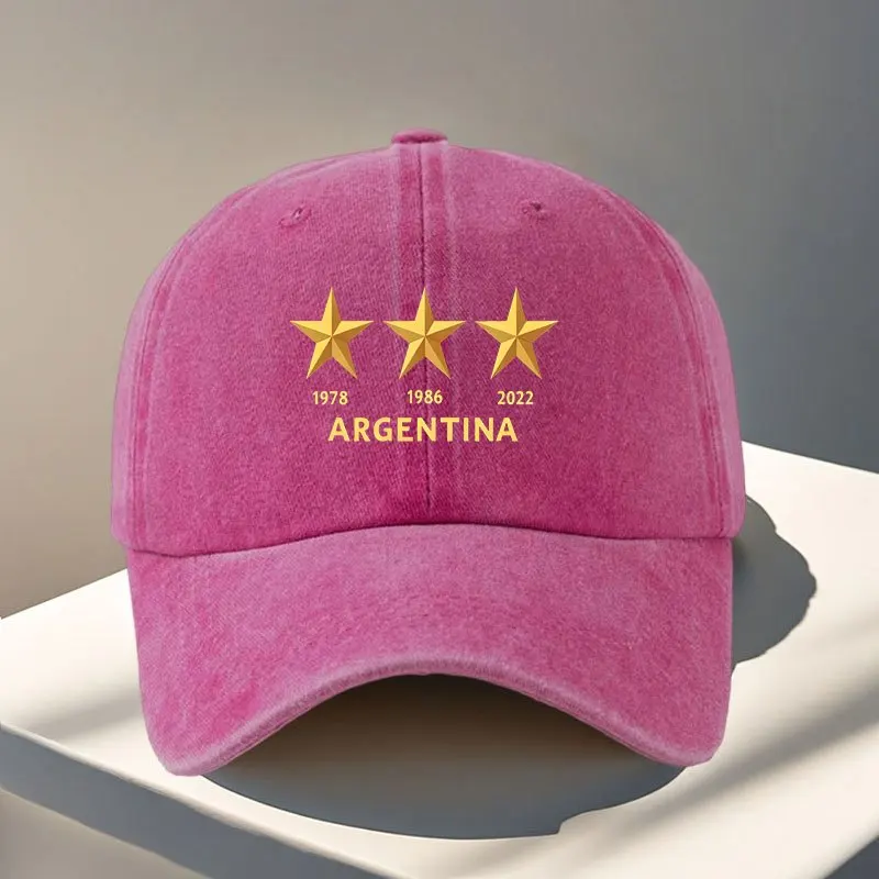 Gorra de Béisbol Vintage de Argentina para Hombre - Ligera, Ajustable, con Visera Curva y Cierre a Presión, con Bordado de "Argentina" y 3