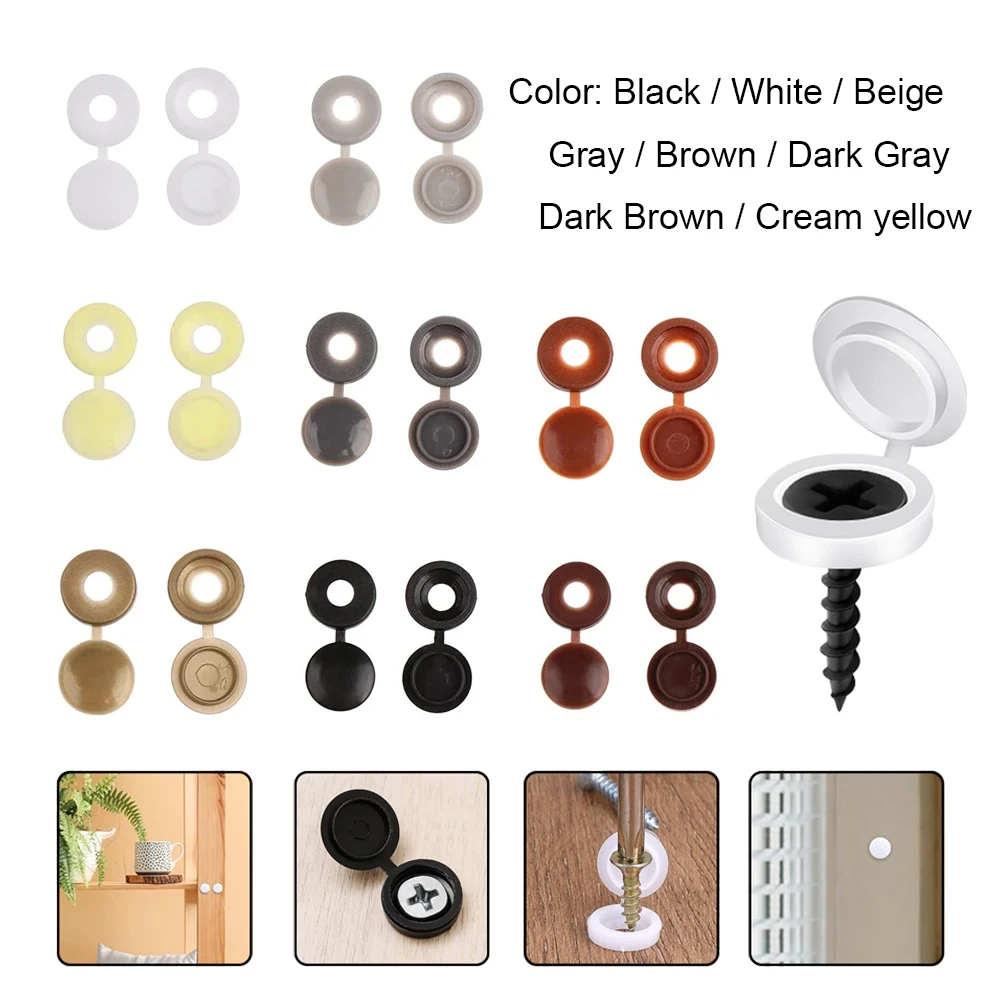 25/50/100PCS Practical Hinged Plastic Screw Fold Snap Protective Cap Button Nuts Cover Bolts Protect Furniture Decor