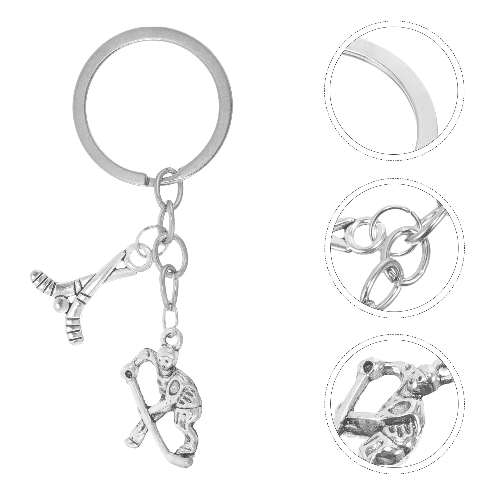Metalowy brelok do kluczy z motywem hokeisty, elegancki sportowy breloczek do kluczy, ozdoba do zawieszenia na torbie, plecaku, zawieszka, breloczki, brelok do kluczy z motywem hokeja.