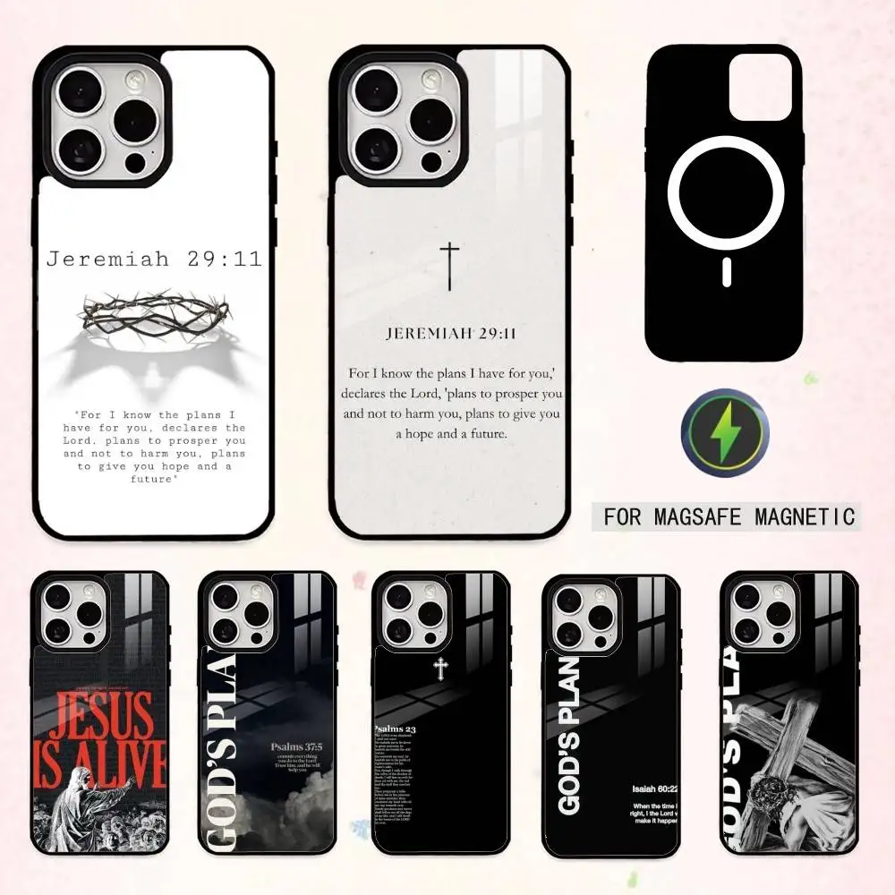 

G-Gods Plan Jesus B-Bible Verse Phone Case For iPhone17,16,15,14,13,12,11 Plus,Pro Max Magnetic For Magsafe Wireless Charging