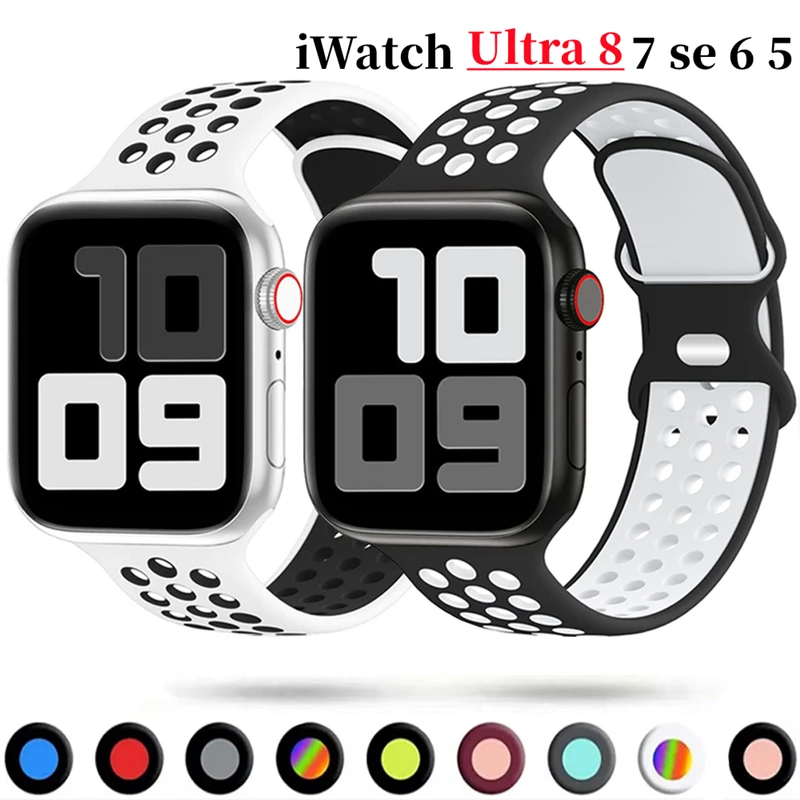 Cinturino per cinturino Apple Watch 44mm 49mm 45mm 42mm 41mm 38mm 40mm 44mm correa bracciale sportivo in Silicone iwatch 8 SE 7 6 5 Ultra 49mm