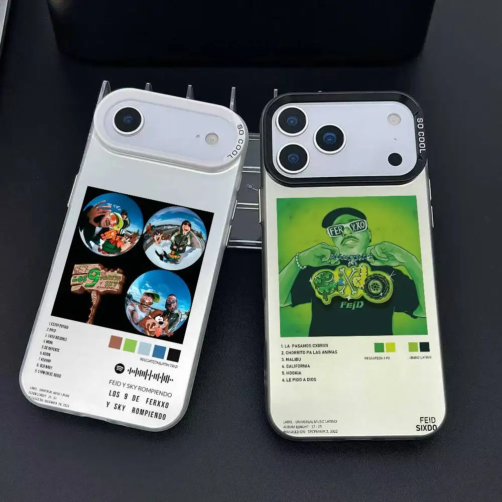 Funda de teléfono Feid f-ferxxo Hot Singer para IPhone 11-17 Air Pro Max, Protector antideslizante chapado en colores y antihuellas