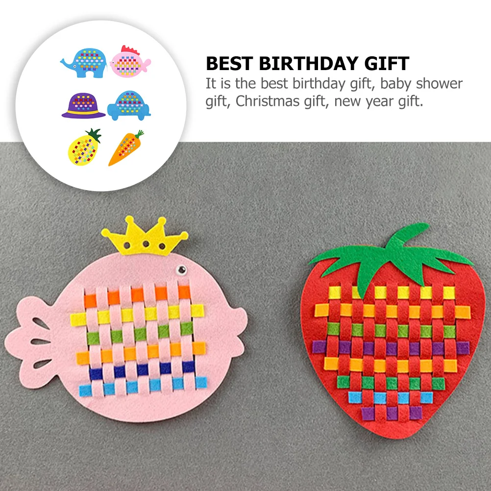 Abaodam 6 قطعة أطفال النسيج اللعب الحيوان الفاكهة الحرفية مجموعة الأطفال وسائل تعليمية ورأى غير المنسوجة النسيج دليل التعليمية هدية #6