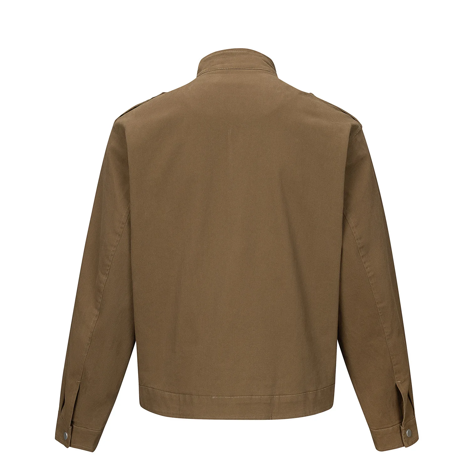 American Retro Flight-Style Snap Button Large Pocket Stand Collar Work Jacket Unisex Loose-Fit Cropped Biker Jacket Trendy Men's