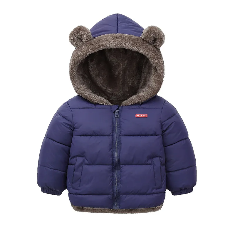 2024 Boys Thickened Coat Children Cute Casual Jacket Autumn Winter New Girls Hooded Fashion Comfortable Overcoat 2-6 Years Old