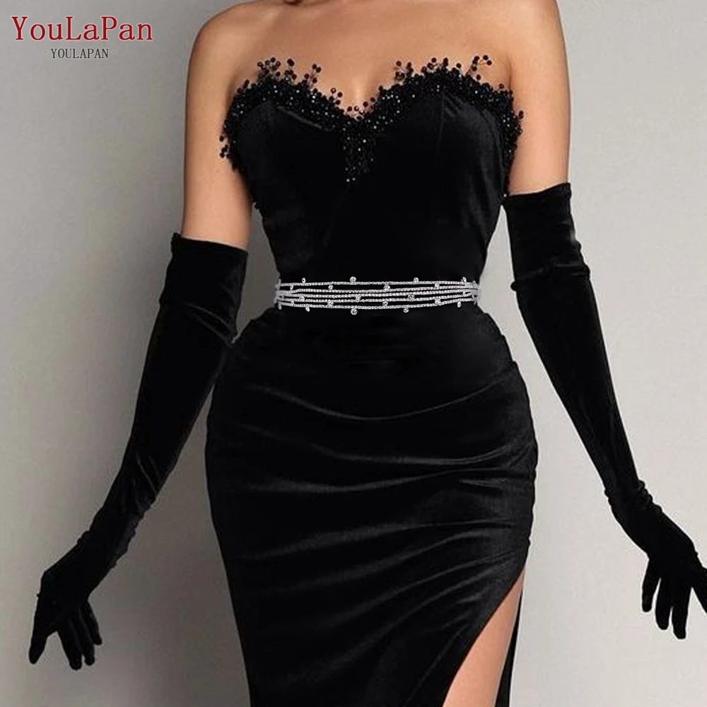 YouLaPan Multilayer Drill Chain Belt Marriage Bride Sash Belt Woman Evening Gown Sash for Wedding Dress Waist Accessories SH549