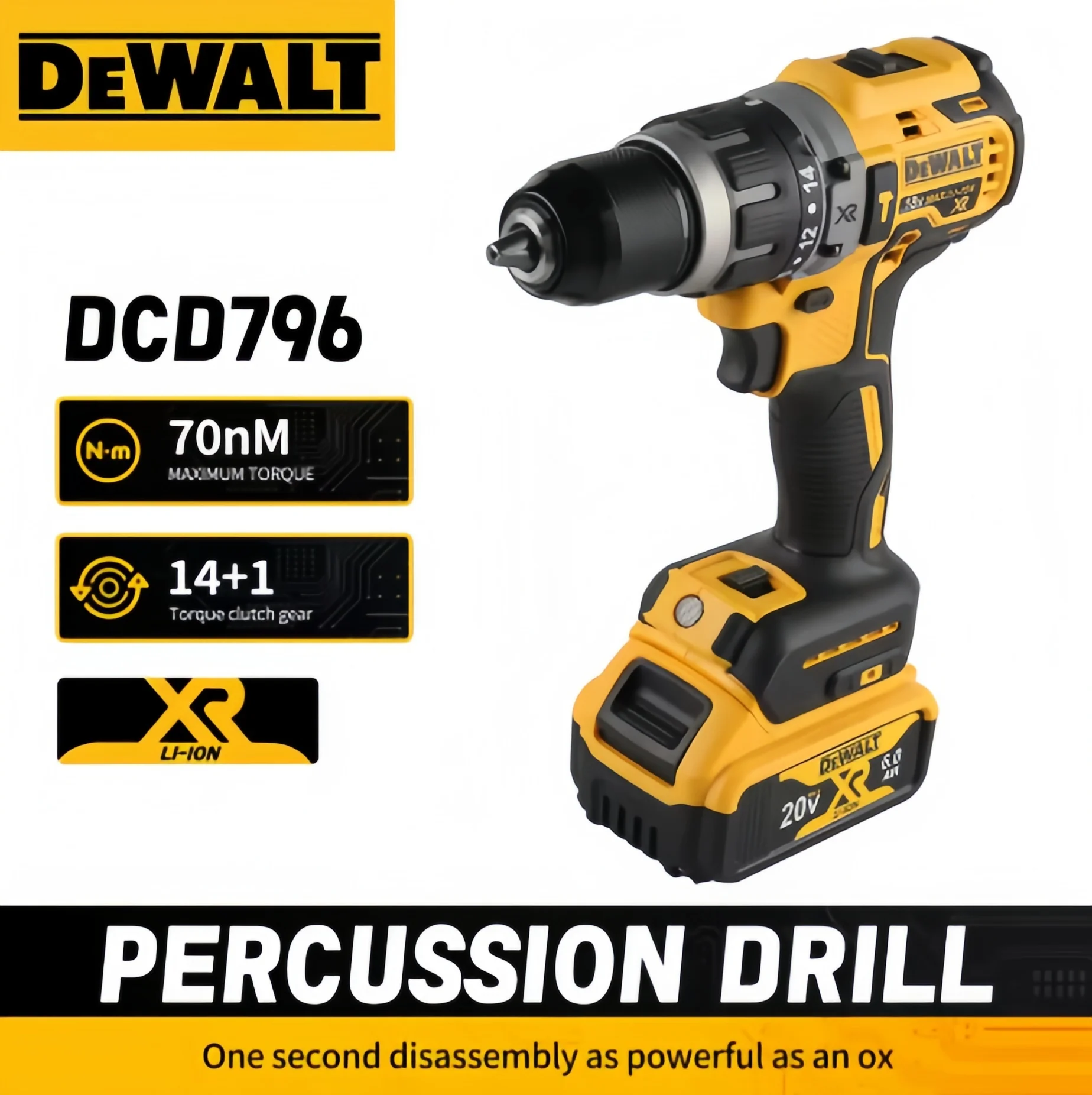 

Бесщеточная ударная дрель-шуруповерт Dewalt, многофункциональная аккумуляторная отвертка, электроинструмент для батареи 20В