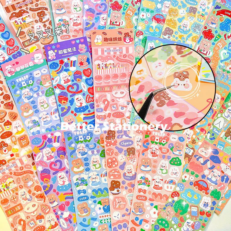 

Kawaii Stickers Laser No Repeat Cute DIY Material Handbook Collage Students Decoration Kids School Supply Stationery