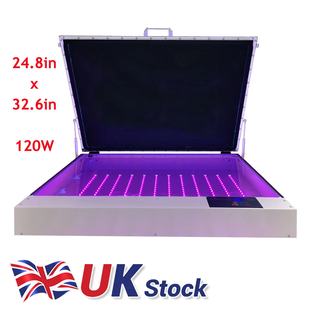 

UK Stock Tabletop Precise 24.8in x 32.6in 120W Vacuum LED UV Exposure Unit for Silk Screen Printing Wholesale