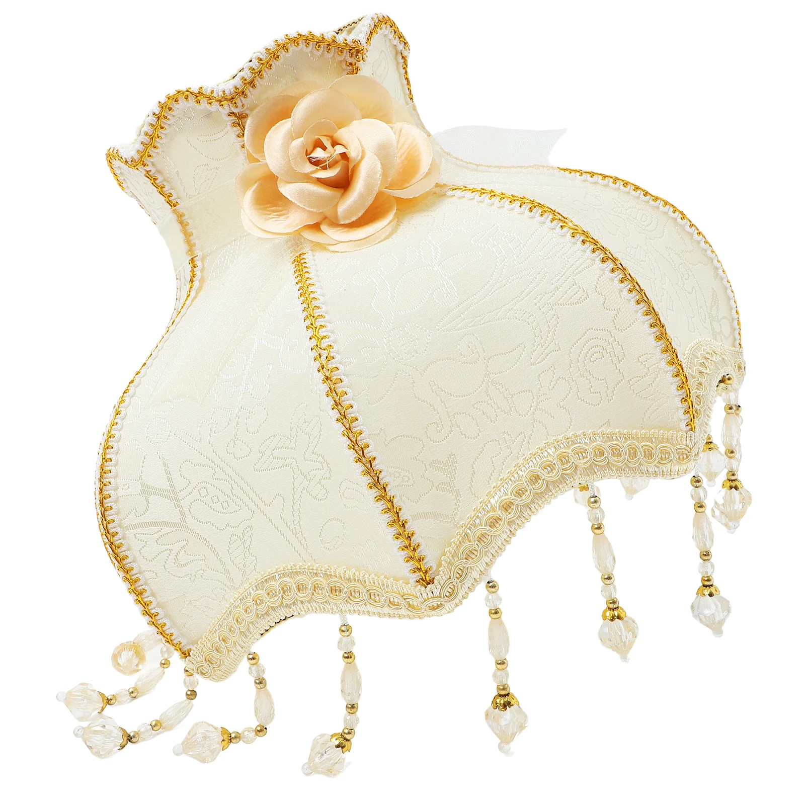 

Винтажный абажур для настольной лампы в европейском стиле с тканевым кружевом, цветочным узором и бусинами, декоративный чехол для лампы E27