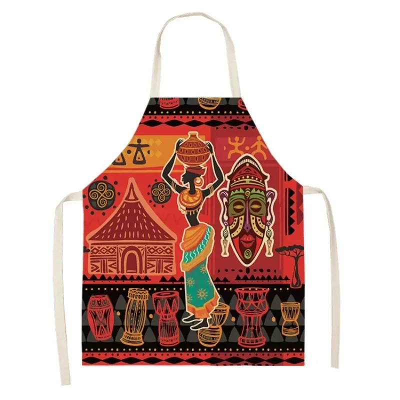 Abstract African Woman Working Pattern Home Kitchen Cleaning Apron Holiday Dinner Baking Parent-child Cooking Baking Bib