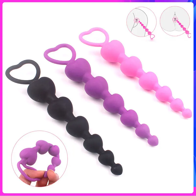 

Heart Beads Soft Anal Beads Anus Sex Toys Silicone G-Spot Stimulating Butt Plugs Masturbation No Vibrator Adult Toy Gay Couple