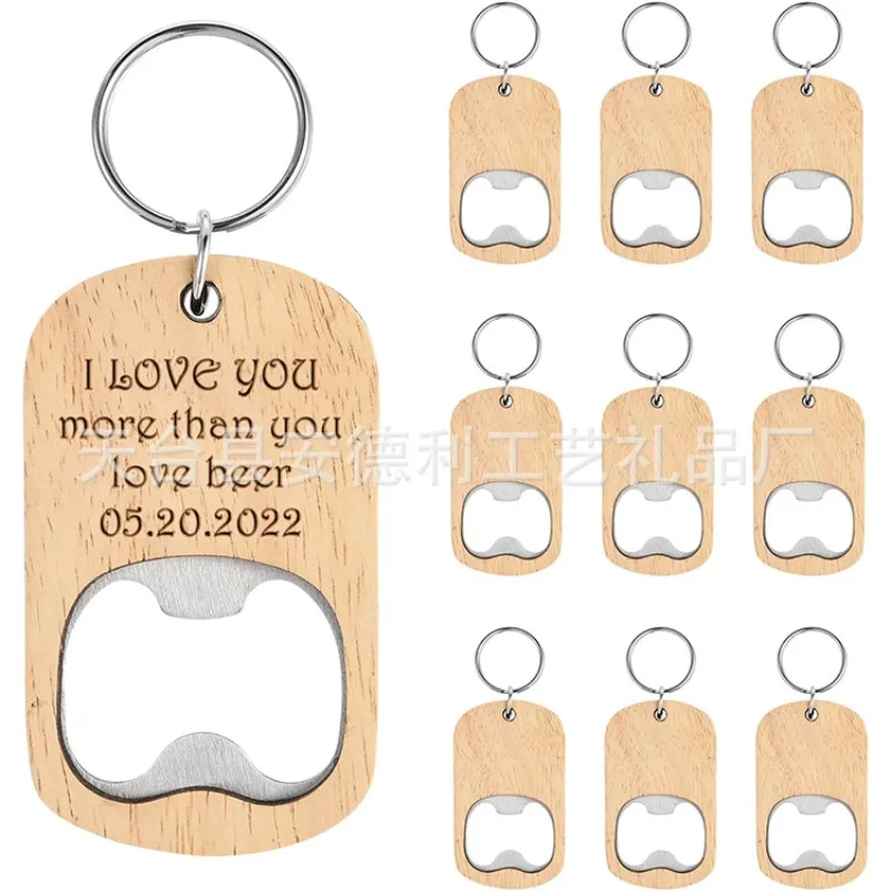 

Simplicity Woodiness Beer Bottle Opener Keybuckle Keyring Wooden Artsand Crafts Customized Keychain Carving Pendant Gift