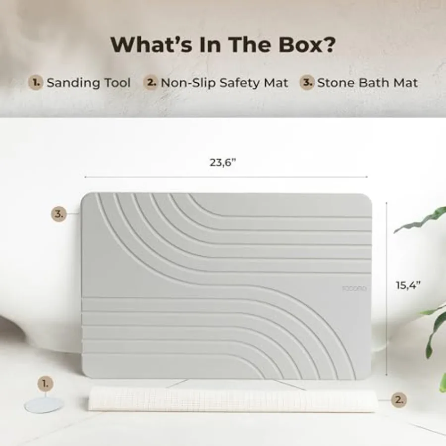 Stone Bath Mat Diatomaceous Earth Shower Mat Non-Slip Super Absorbent Diatomite Stone Bath Mats for Bathroom Floor Quick Drying