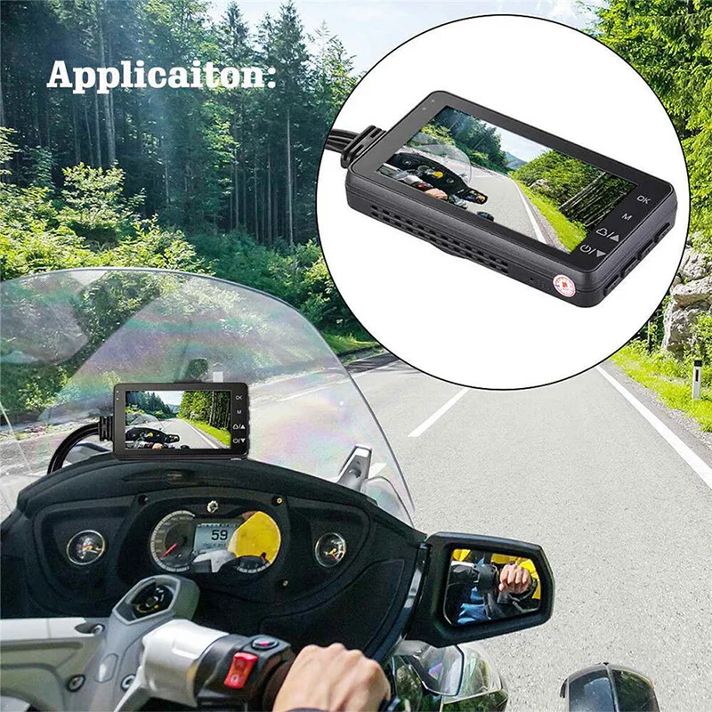 Motorcycle DVR HD Screen Motorcycle Dash Cam Front Rear Camera Dual Video Loop Recording Waterproof Motorbike Driving Recorder