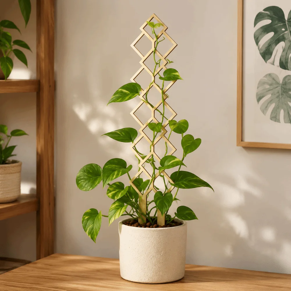 Wooden Garden Plant Trellis Hollow Out Flowers Vine Plant Trellis Frame Geometric Climbing Stand Plant Support Rack Courtyard