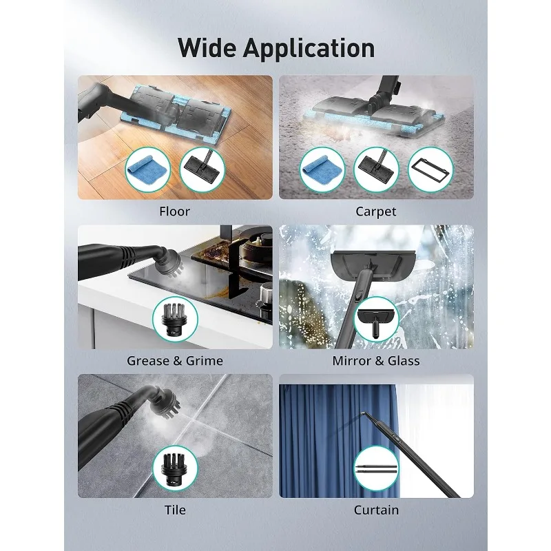 Steam Cleaner, Aspiron Upgrade Steamer with 21 Accessories, Portable Multipurpose Steam Cleaners, Quick Heating,1.5L Capacity