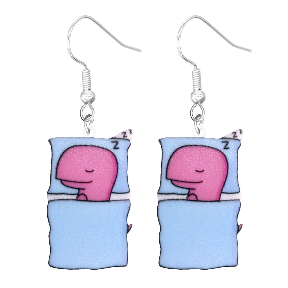Cartoon animal earrings, acrylic cute and funny dinosaurs, ducks, cats, and dogs