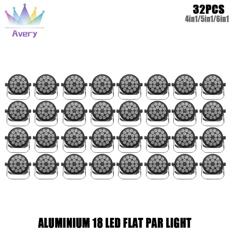 Geen Belasting 32 Stuks Aluminium Par Licht Rgbwa/Rgbwa Uv 4in1 Led Flat Stage Licht Dmx512 Control 18X1 2W/18X18W Party Dj Disco Verlichting