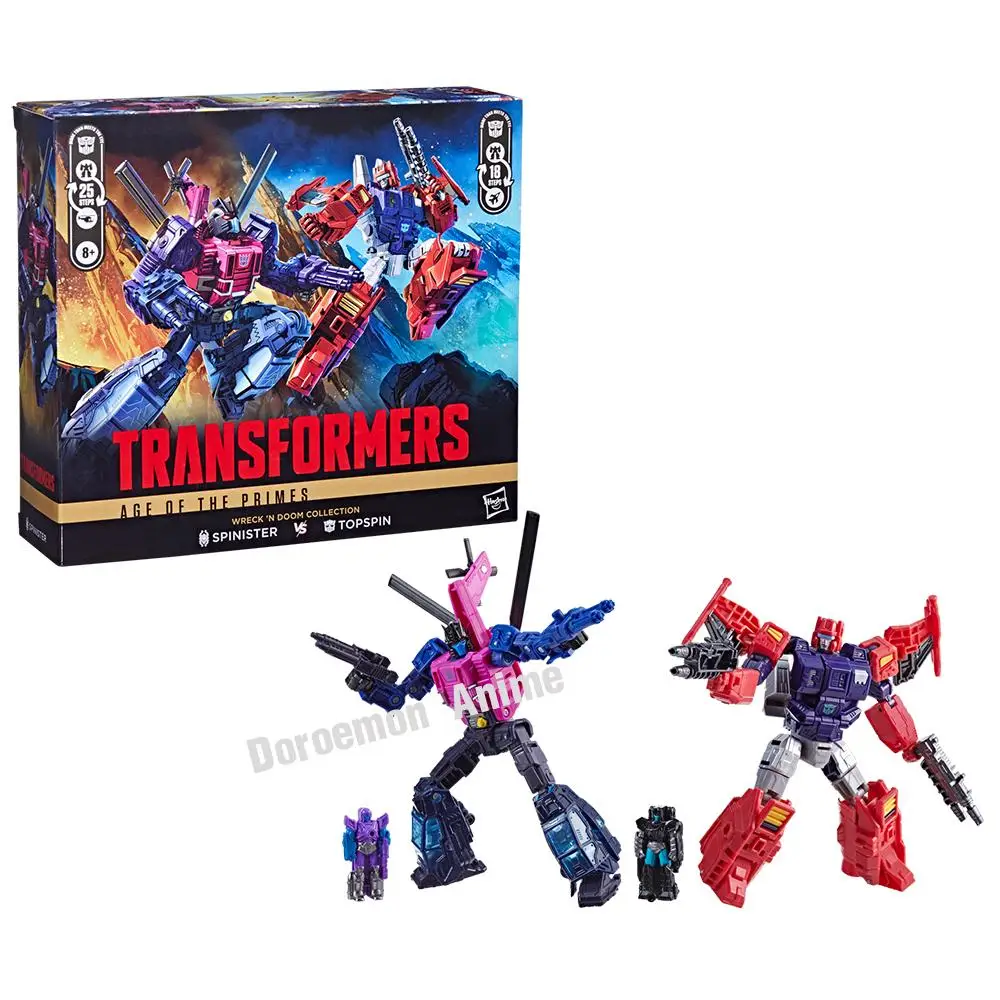 In Voorraad Originele Hasbro Transformers Age of The Primes Wreck 'n Doom Collection Topspin Vs Spinister Kids Fans Geschenken Figuur Speelgoed